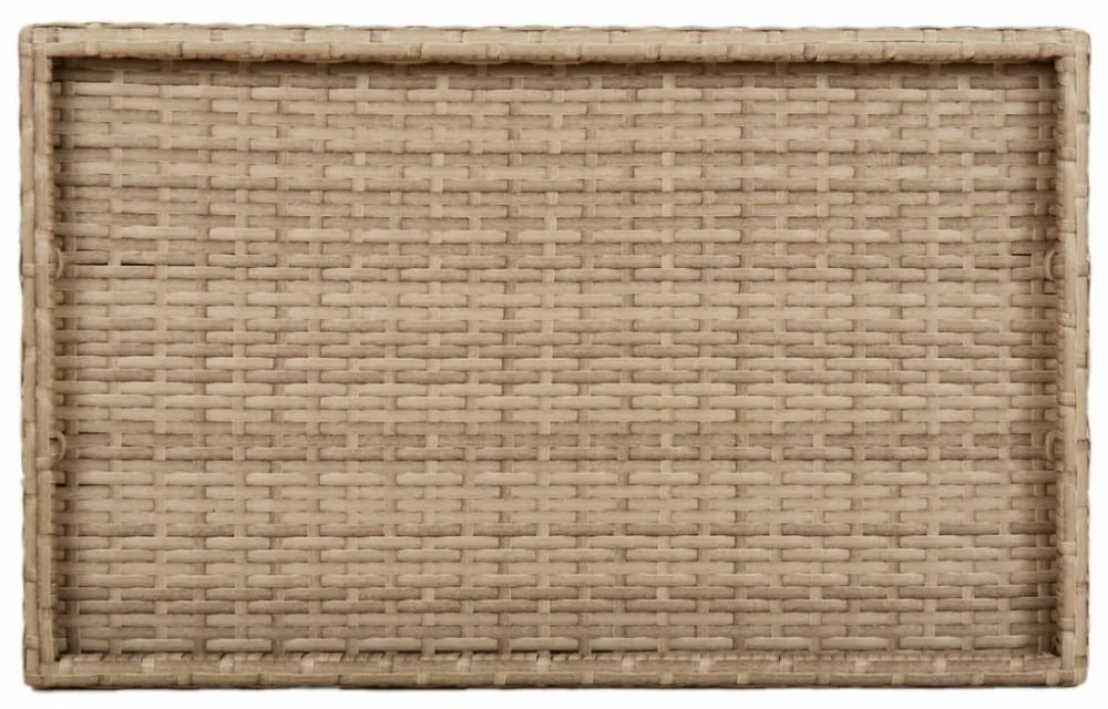 bézs összecsukható polyrattan tálcaasztal 65 x 40 x 75 cm
