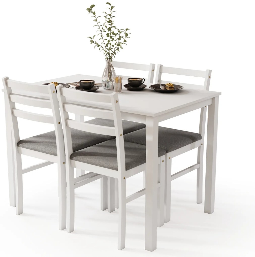 MAZZONI EXPORT TORINO étkezőgarnitúra asztal + 4 szék Fehér/Világosszürke (Savana 21 szövet) - FA ÉTKEZŐ GARNITÚRA KONYHÁBA/ÉTKEZŐBE