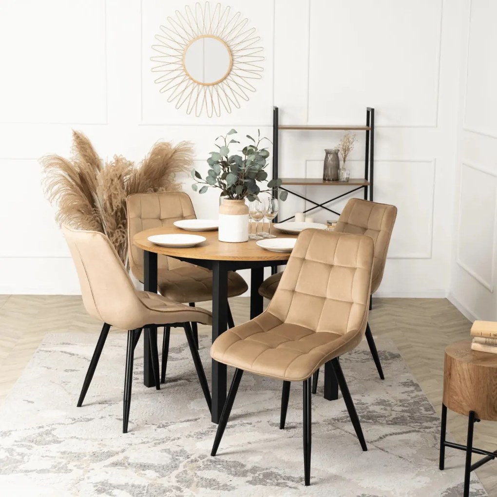 Szék bézs színben, bársony kárpittal RIO