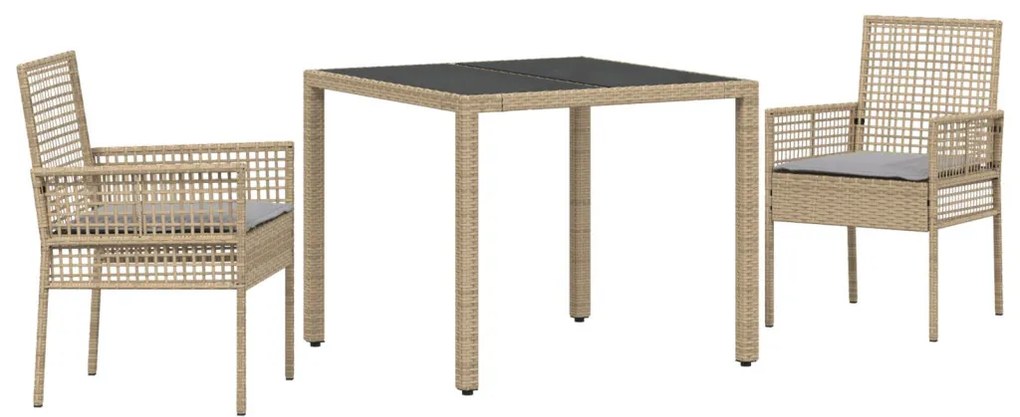 2 db Bézs Polirattan 90 x 90 x 75 cm UV-álló anyagok