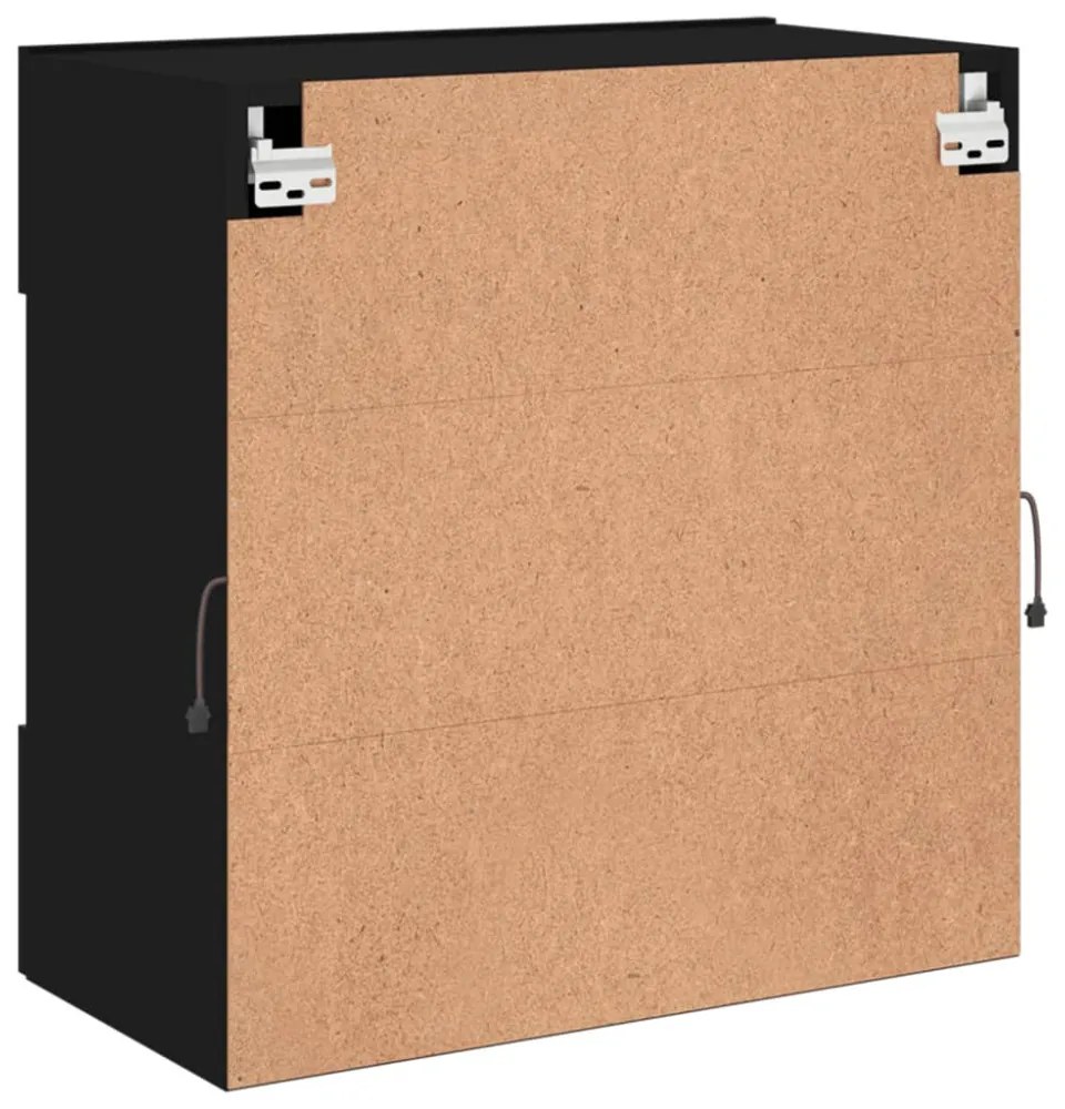 fekete falra szerelhető TV-szekrény LED-lámpákkal 58,5x30x60,5