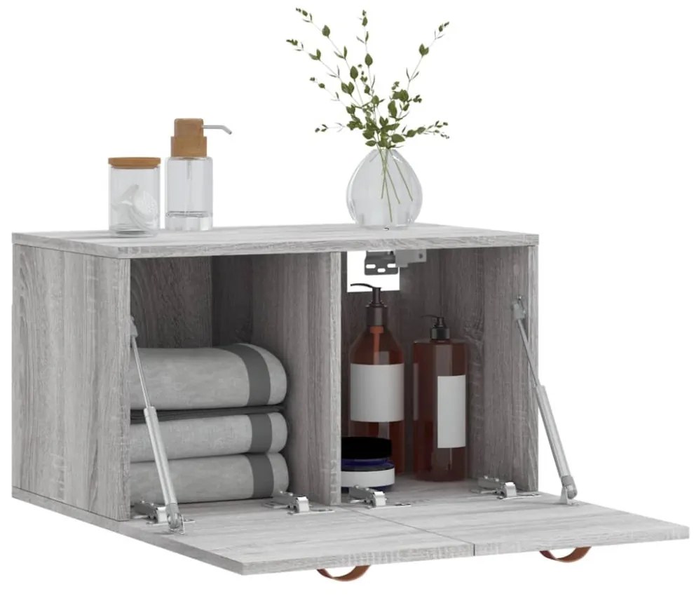 vidaXL szürke sonoma színű szerelt fa faliszekrény 60 x 36,5 x 35 cm