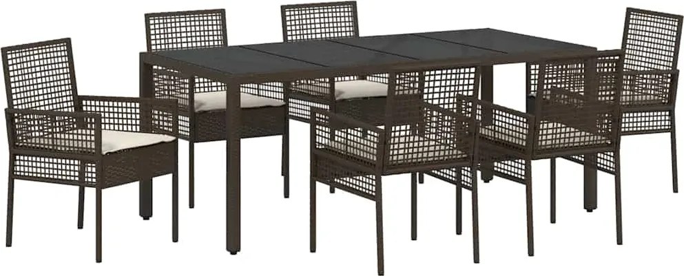 vidaXL Kert étkező szett 7 pcs Barna polirattan