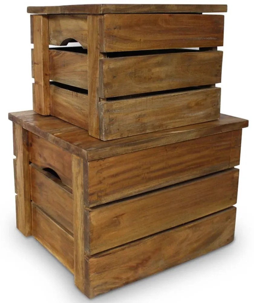 2 részes tömör mahagóni fa tárolóláda szett