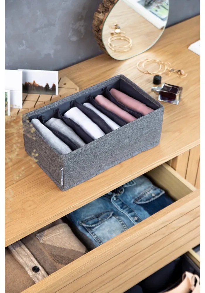 Drawer szürke rekeszes fiókrendszerező, 16,5 x 11 cm - Bigso Box of Sweden