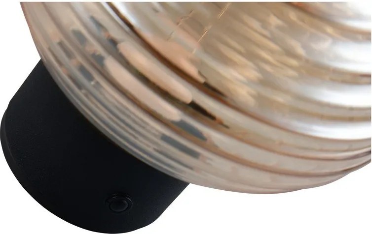 Borostyán színű USB üveg LED fali lámpa ø 15,5 cm Earl – Reality