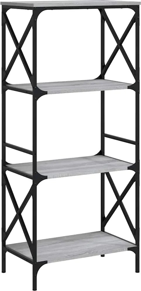 vidaXL 4 szintes szürke sonoma szerelt fa könyvespolc 59 x 35 x 132 cm