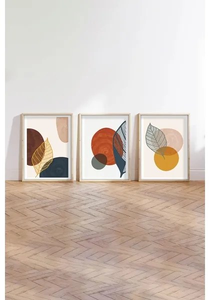 KÉSZLET 3x Kép képkeretben 50x70 cm színes