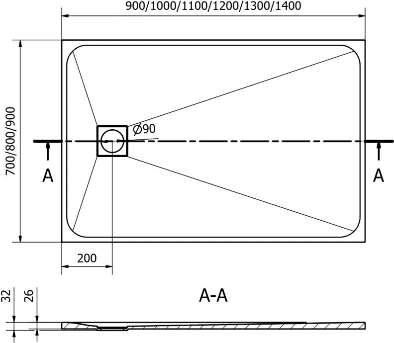 Mexen Bert téglalap alakú SMC zuhanytálca 110 x 70 cm, fehér - 4K107011