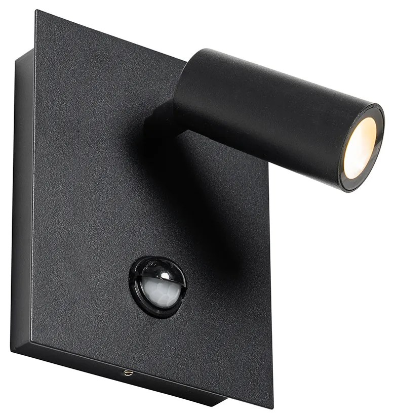 Kültéri fali lámpa fekete, beépített LED-del, IP54 mozgásérzékelővel - Simon
