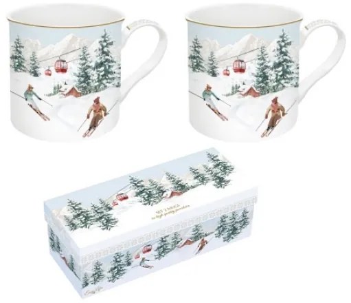 Karácsonyi porcelán bögre 2 db szett díszdobozban Chalet