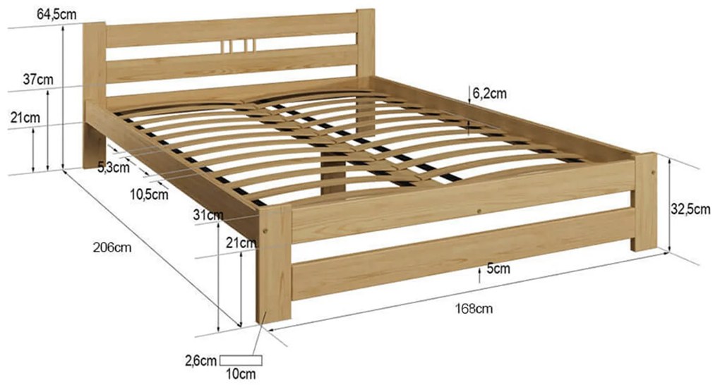 Fa ágy 160x200 LUX VitBed lakkozás nélkül
