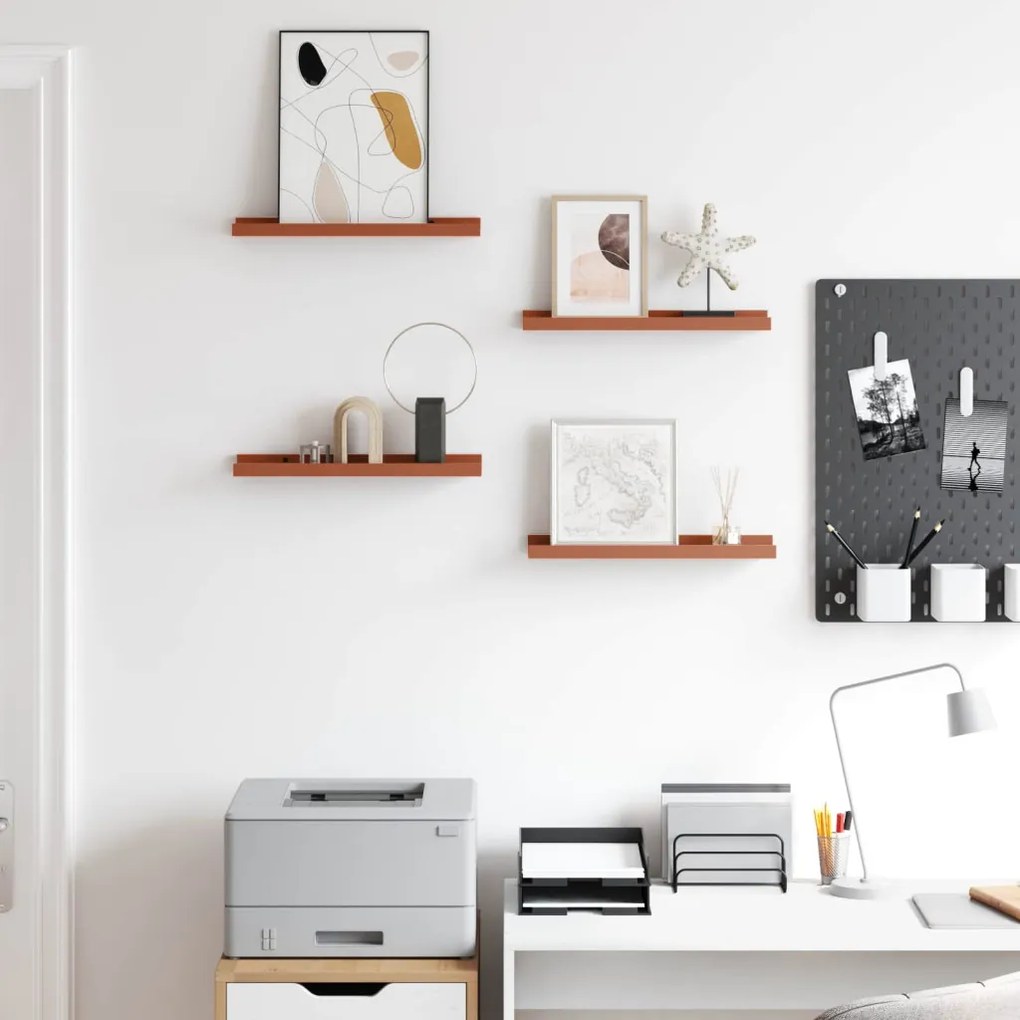 Falpolc polcokkal tárolóval 4 pcs Piros 40 x 9 x 3 cm Faanyag