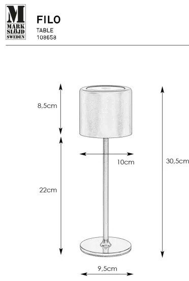 Markslöjd 108658 - LED Dimmelhető újratölthető lámpa FILO LED/2W/5V IP44 30 cm fehér