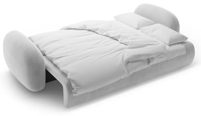 Világosszürke bársony kinyitható-tárolóhelyes kanapé 262 cm Tonale – Cosmopolitan Design