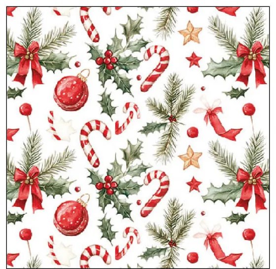 Karácsonyi háromrétegű papírszalvéta 25x25 cm 20 db-os Christmas Elements