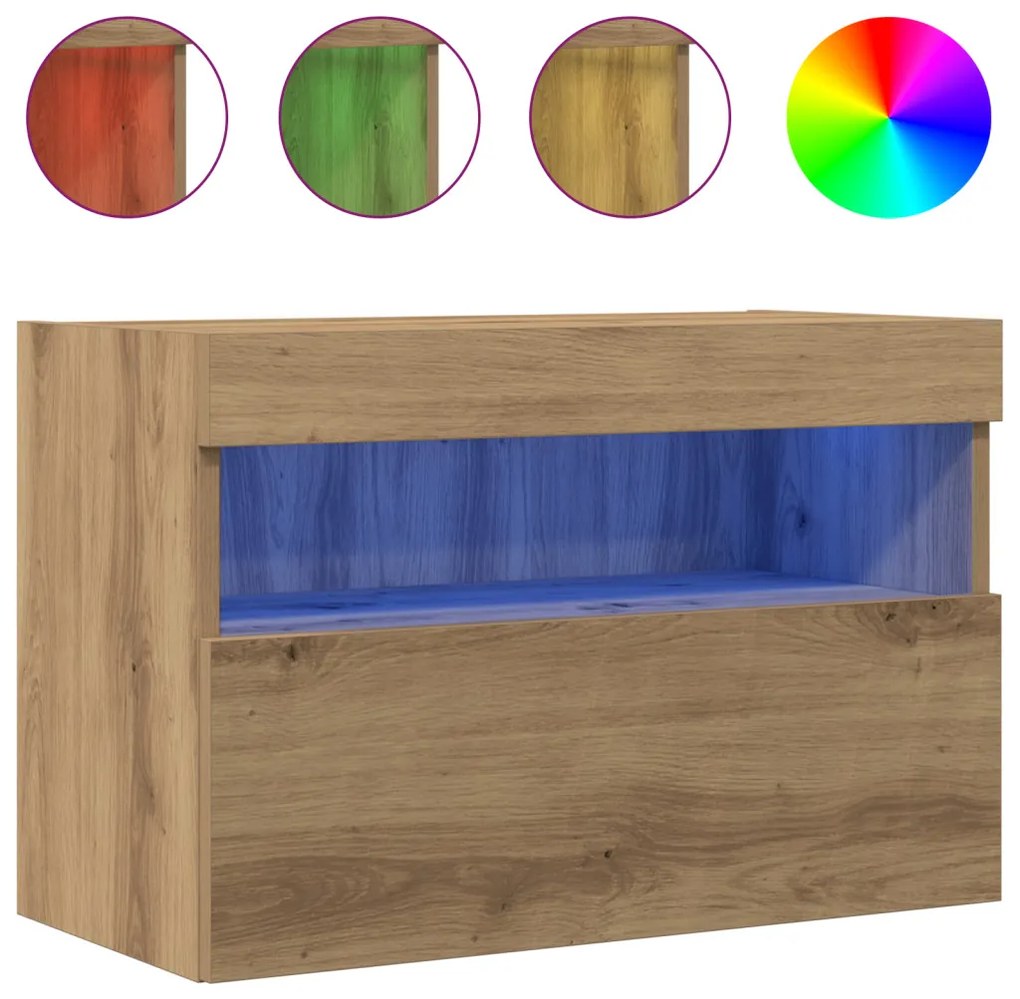 LED világítással rendelkező TV faliszekrények 2 db Artisan tölgy 60x30x40 cm