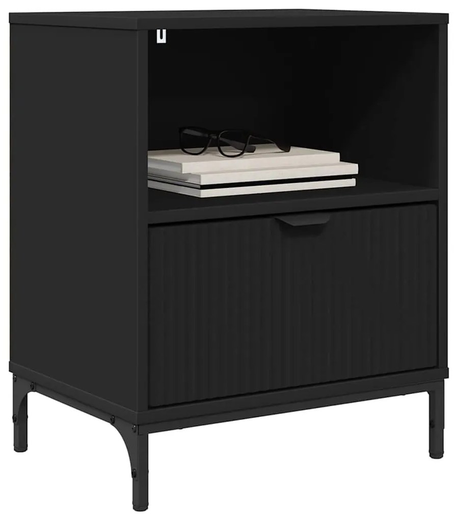 Éjjeliszekrények fiókkal 2 pcs Fekete 49 x 36 x 61 cm Faanyag