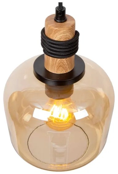 Lucide 45408/03/62 - Csillár zsinóron ILONA 3xE27/40W/230V fekete/bézs