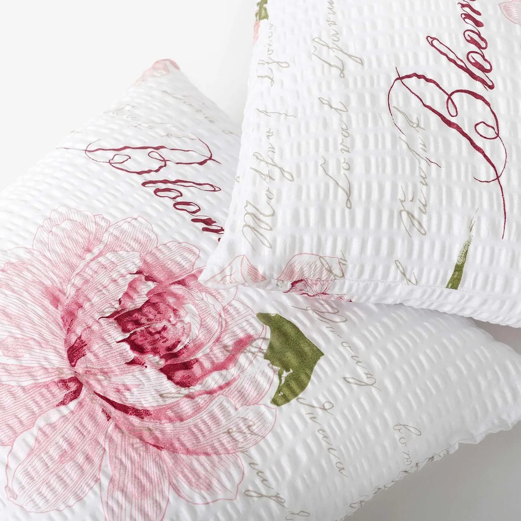 Goldea krepp párnahuzat - pünkösdirózsa mintás 45 x 45 cm