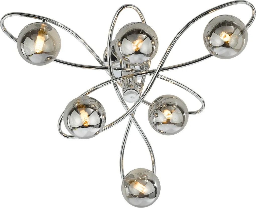 Dar Lighting modern mennyezeti lámpa lysandra füstös csiszolt króm darlys6450