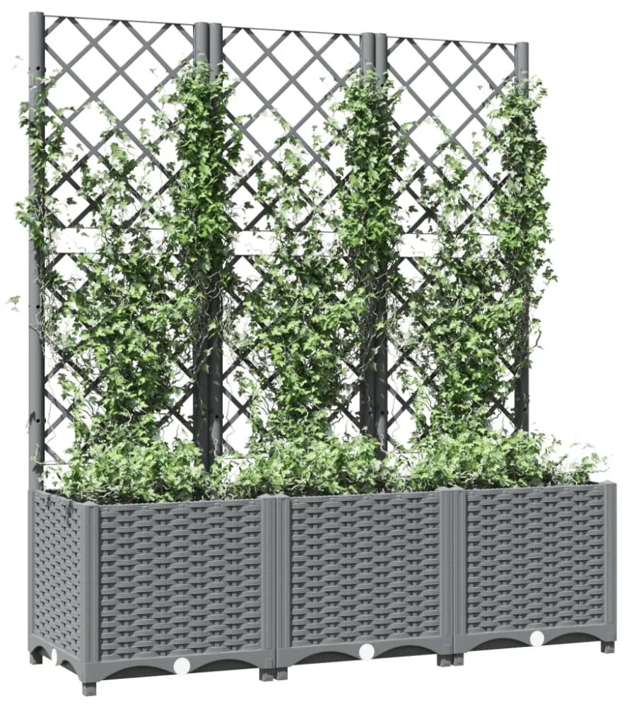 világosszürke PP rácsos kerti ültetőláda 120 x 40 x 136 cm