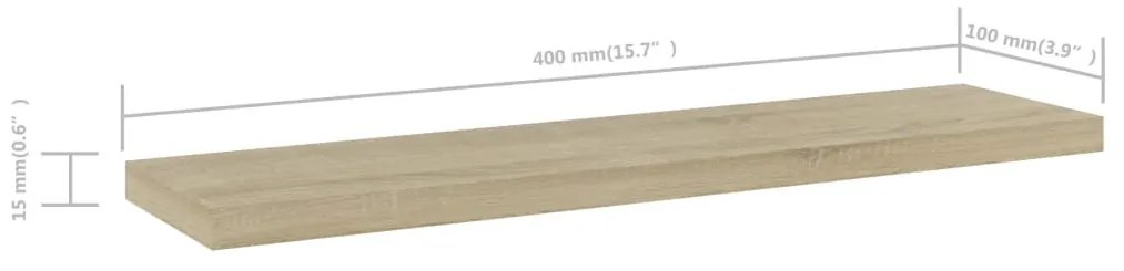 4 db sonoma tölgy színű szerelt fa könyvespolc 40 x 10 x 1,5 cm