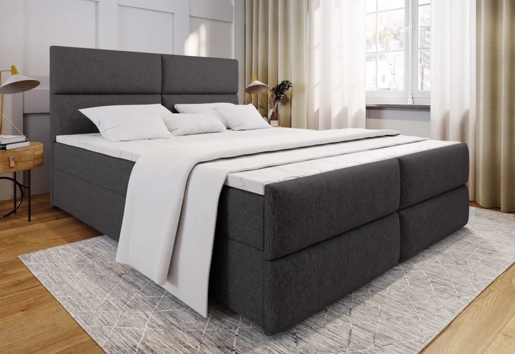 MILON kárpitozott boxspring ágy + topper, 140x200, sawana 05