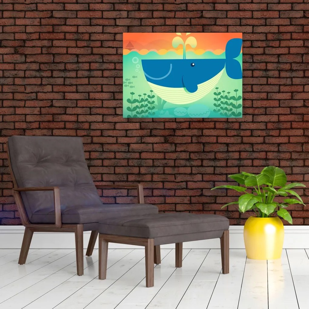 Kép - boldog bálna (üvegen) (70x50 cm)
