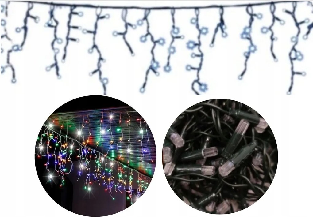 Jégcsap Girland Függöny 500 Led Többszínű Flash