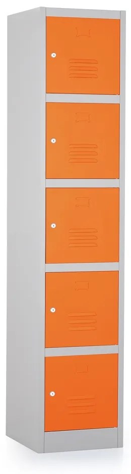 Fém szekrény - 5 doboz, 38 x 45 x 185 cm, hengerzár, narancs - ral 2004