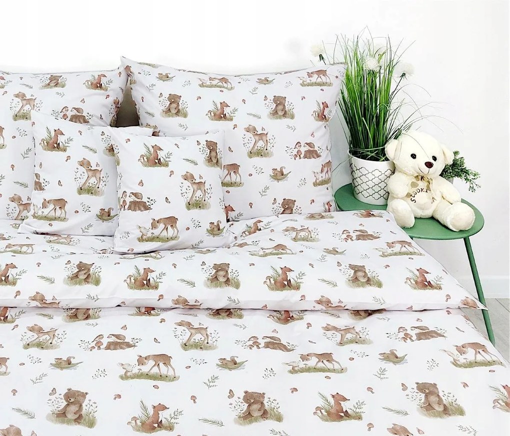 Pamut ágyneműhuzat Prémium 160x200 erdei állatok őzike macik sündisznó