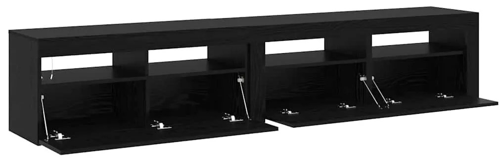 TV Szekrények 2 pcs Musta tammi 210 x 35 x 40 cm Faanyag