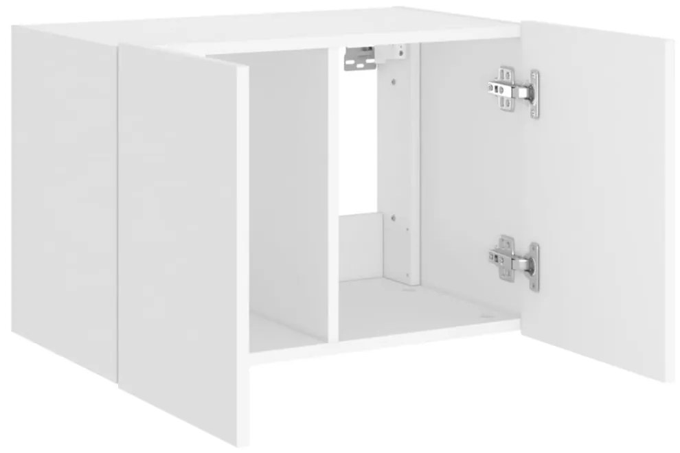 fehér falra szerelhető TV-szekrény LED-lámpákkal 60x35x41 cm