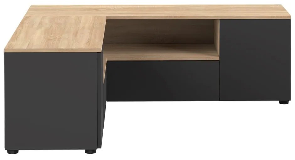 Fekete-natúr színű TV-állvány tölgyfa dekorral 130x46 cm Angle – TemaHome