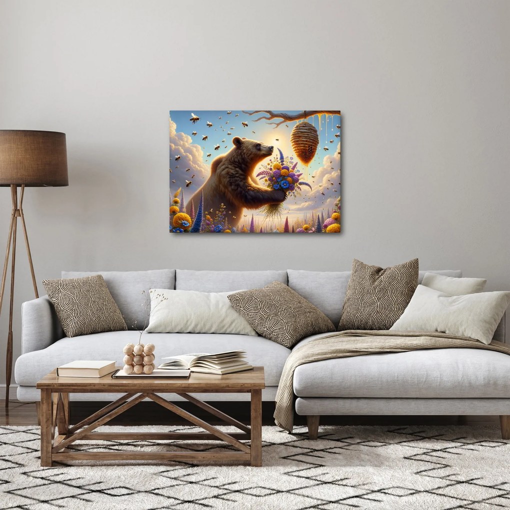 Kép - Medve és méhek (70x50 cm)