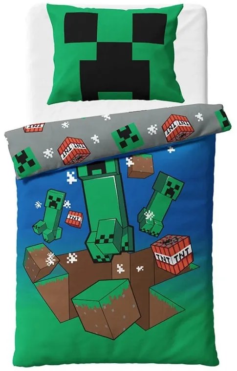Minecraft Creeper Explode ágyneműhuzat 140×200cm, 80×80 cm