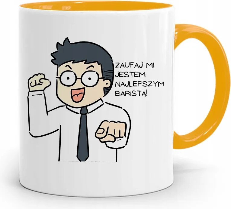 Barista Kávézó Bögre Sárga Ajándék fényképes nyomtatással