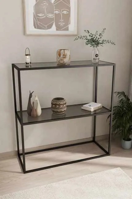 Oskar fém komód, fekete-füstszürke, 80 cm