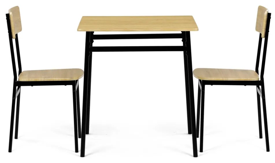 Set de sufragerie (1+2), MDF, decor stejar, cadru metalic negru