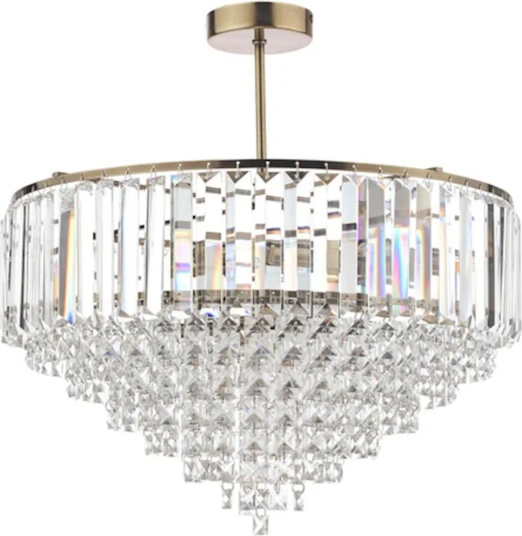 LAURA ASHLEY 3637913-Q VIENNA Kristály Mennyezeti Lámpa Antik Sárgaréz, Fehér G9 IP20