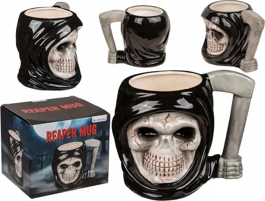 Fekete Kaszás Bögre Sötét Stílus, Ajándéknak Is Tökéletes