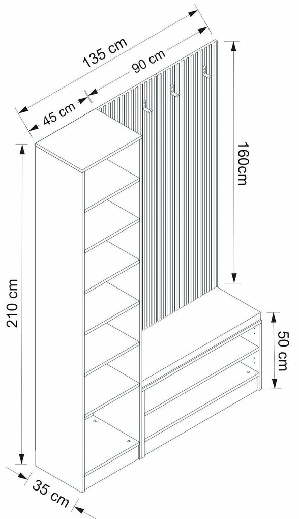 Előszoba bútor Nemake 33 (dió)  . 1093980