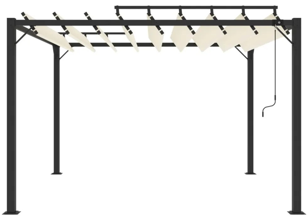 krémszínű szövet és alumínium pavilon lamellás tetővel 3 x 3 m