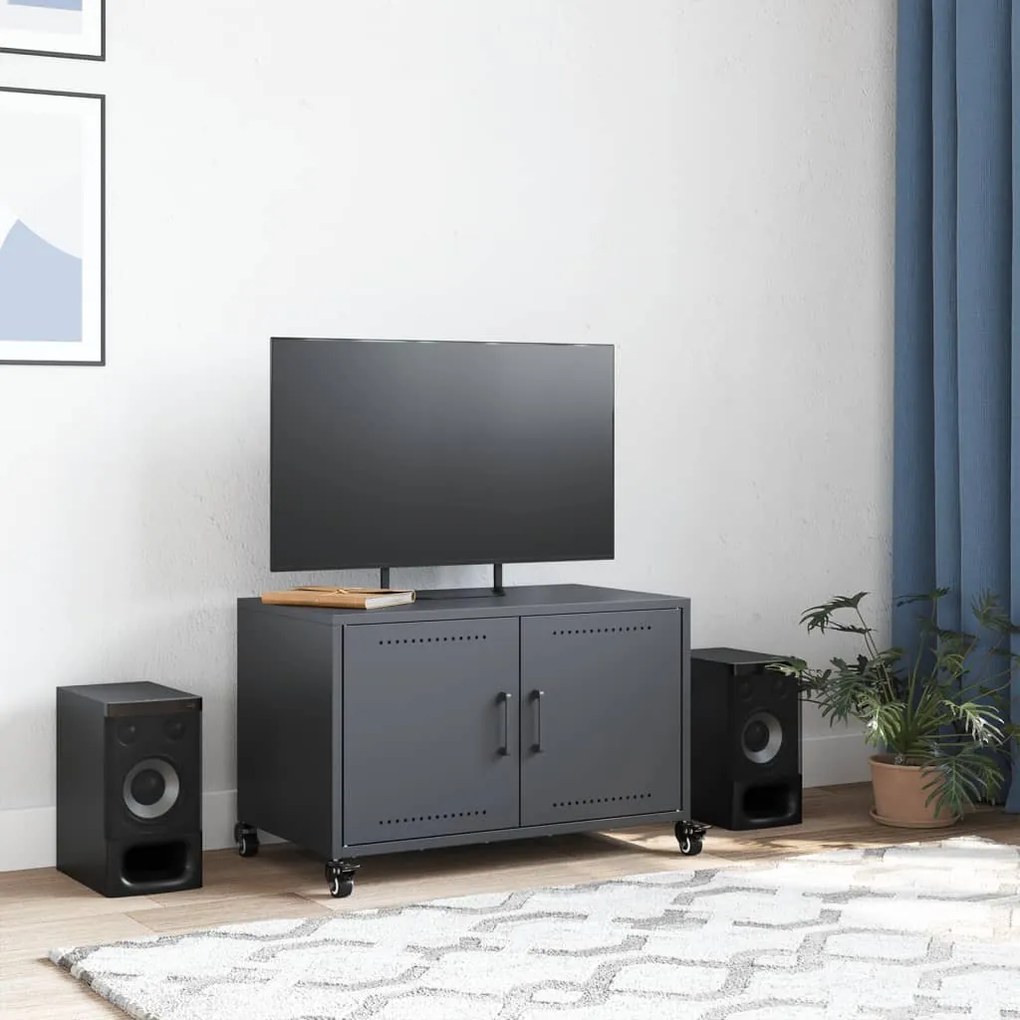 antracitszürke acél TV-szekrény 68 x 39 x 43,5 cm
