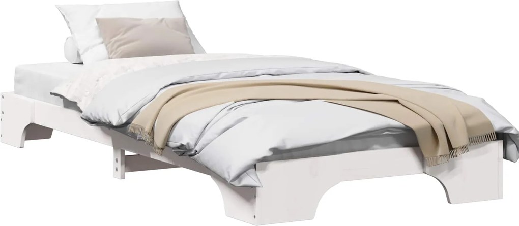 vidaXL Ágykeret Fehér 80 x 200 cm Tömör fenyőfa