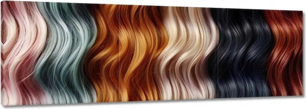 Vászonkép 90x30 Haj különböző színek Fodrászat