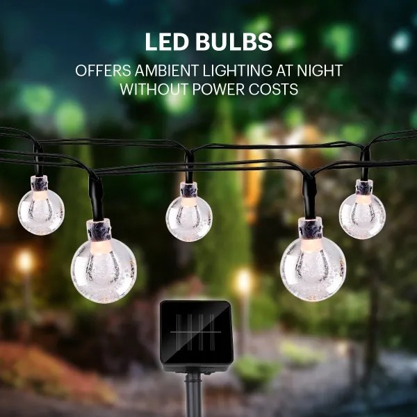 Grundig - LED napelemes lánc 50 LED, 8 funkció, 6,9 m, meleg fehér, 600 mAh