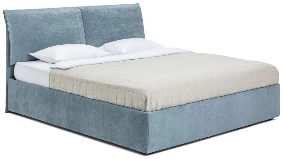 Kék kárpitozott ágyneműtartós franciaágy ágyráccsal 180x200 cm Thessa Pillow – Bonami Selection