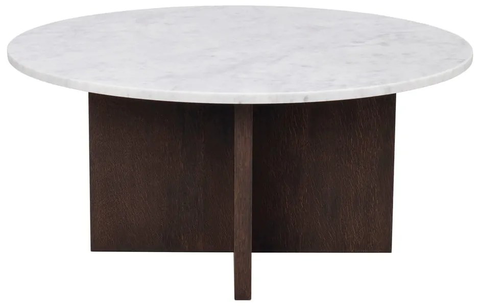 Fehér-barna márvány kerek dohányzóasztal 90x90 cm Brooksville - Rowico